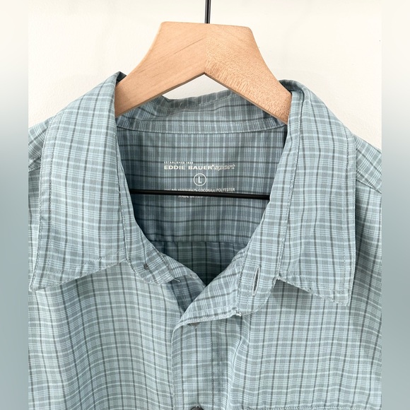 Eddie Bauer Sport Men’s Short Sleeve Sport Shirt Blue Plaid Size Large - Picture 5 of 6